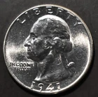 US  1941 P   Washington 90% Silver Quarter  BU