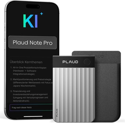 KI-Diktiergerät Plaud Note Pro Silber Sprachrekorder für Meetings Interviews