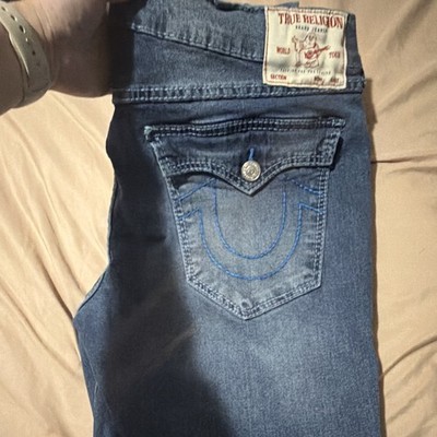 True Religion Men s Relaxed Slim Blue Denim Jeans Medium Wash 5-Pocket Zip