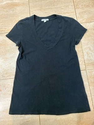 Standard James Perse Black V-Neck Short Sleeve T-Shirt - Women's Size 1