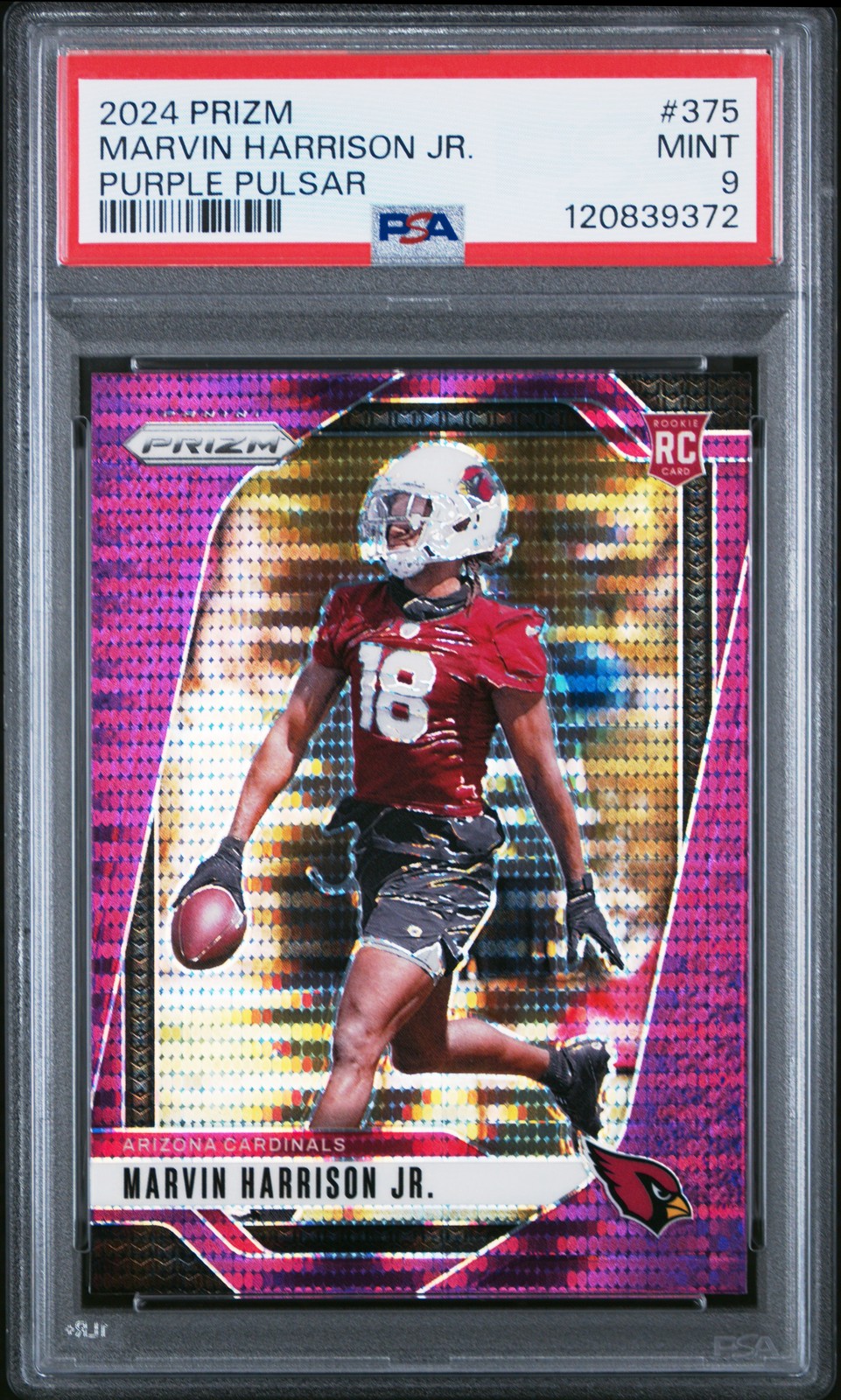 2024 PANINI PRIZM PURPLE PULSAR #375 MARVIN HARRISON JR. PSA 9