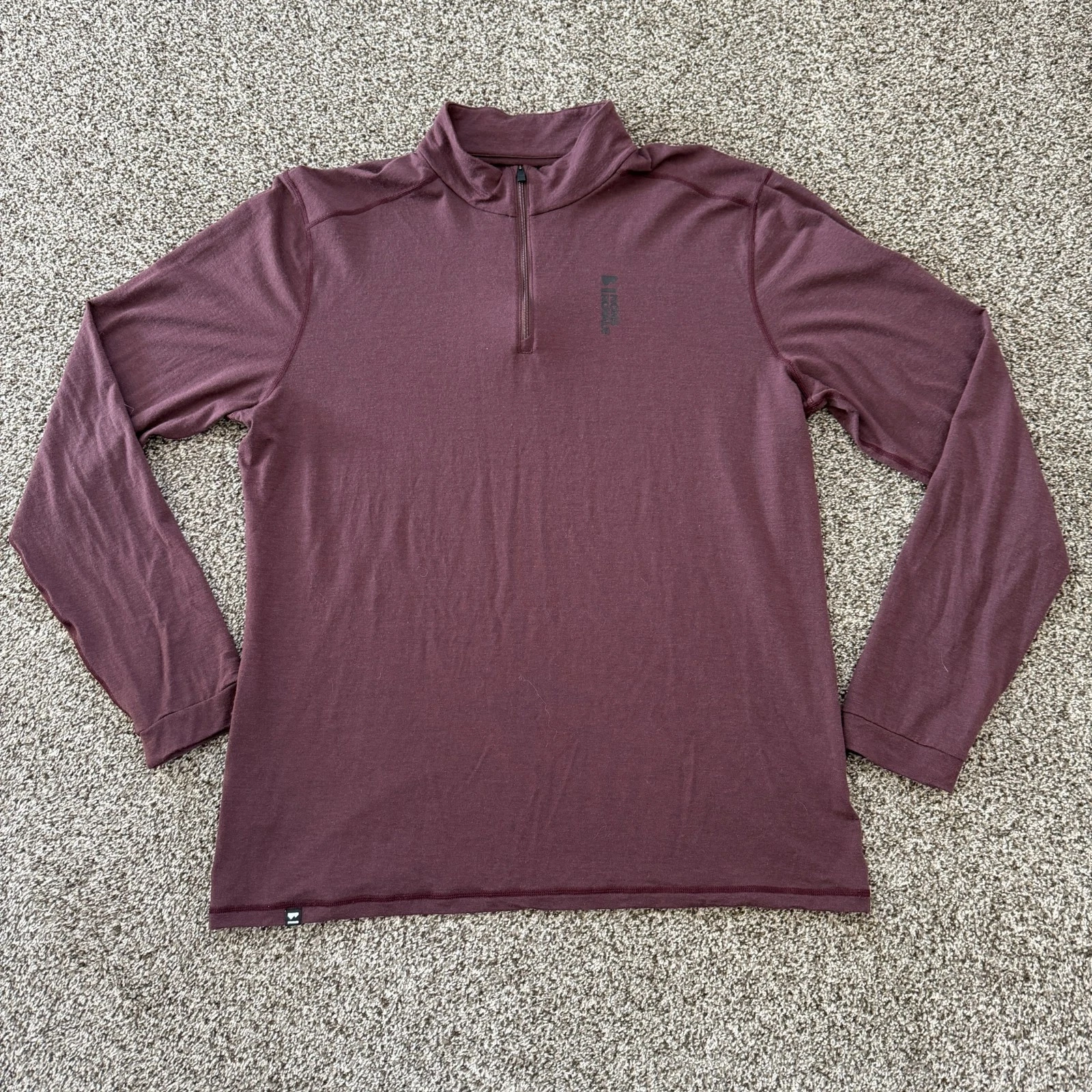 Mons Royale Merino Flex 1/4 Zip Men's XXL Baselayer Top Purple Outdoor Hike Ski