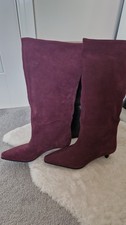 Stivali Zara bordeaux 100% pelle scamosciata lunghezza ginocchio tacco gattino misura 5