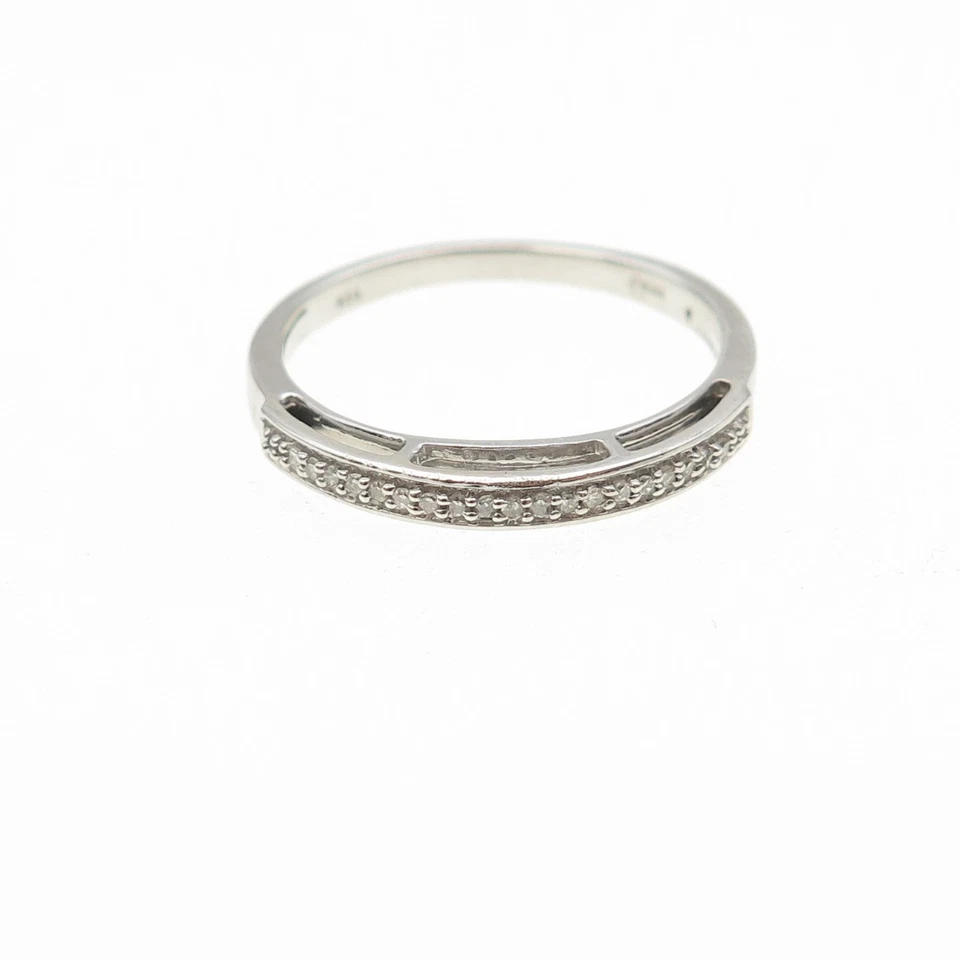 Anillo de media eternidad de diamantes de corte redondo real de plata esterlina Jane Seymour talla 6,75 Foto 3 de 4