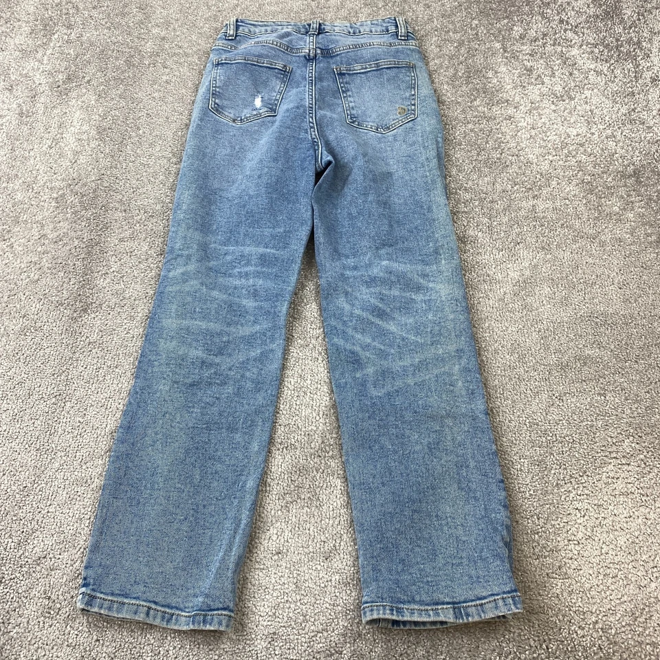 Pantalones de mezclilla recortados Indigo Rein para mujer talla 1/25X26,5 azul tiro alto desgastados Foto 4 de 4