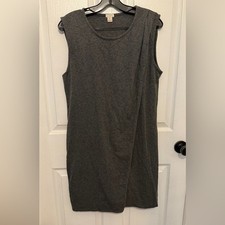 J. CREW Women's Dark Gray Scoop Neck Sleeveless Wrap Front Dress Size M