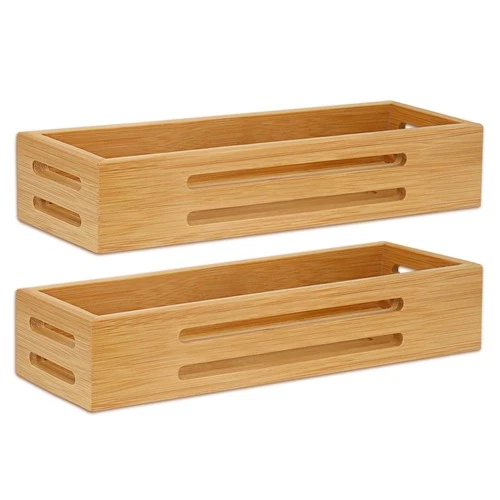 SAUNNIHEN Bamboo Spice Rack Organiser without Drilling, 2 Packs Spice Rack Wall