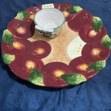 Vintage Chip And Dip Set With Box Apple Harvest Kitchen Creations Country Decor