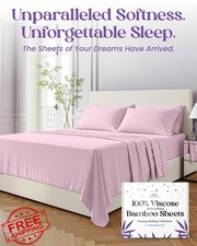 SLEEP SANCTUARY Twin Bamboo Sheets 4pc BamBliss Cooling Light Pink Deep Pocket