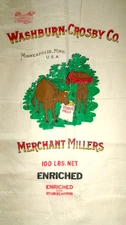 VTG WASHBURN CROSBY OPEN MUSLIN FEED FLOUR GRAIN SACK MINNEAPOLIS MINN FARMHOUSE