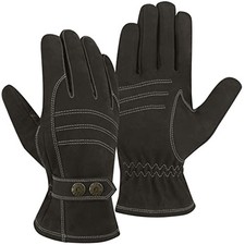 Riparo Winter Gloves for Men, Leather Winter Gloves for Cold Large Dark Brown