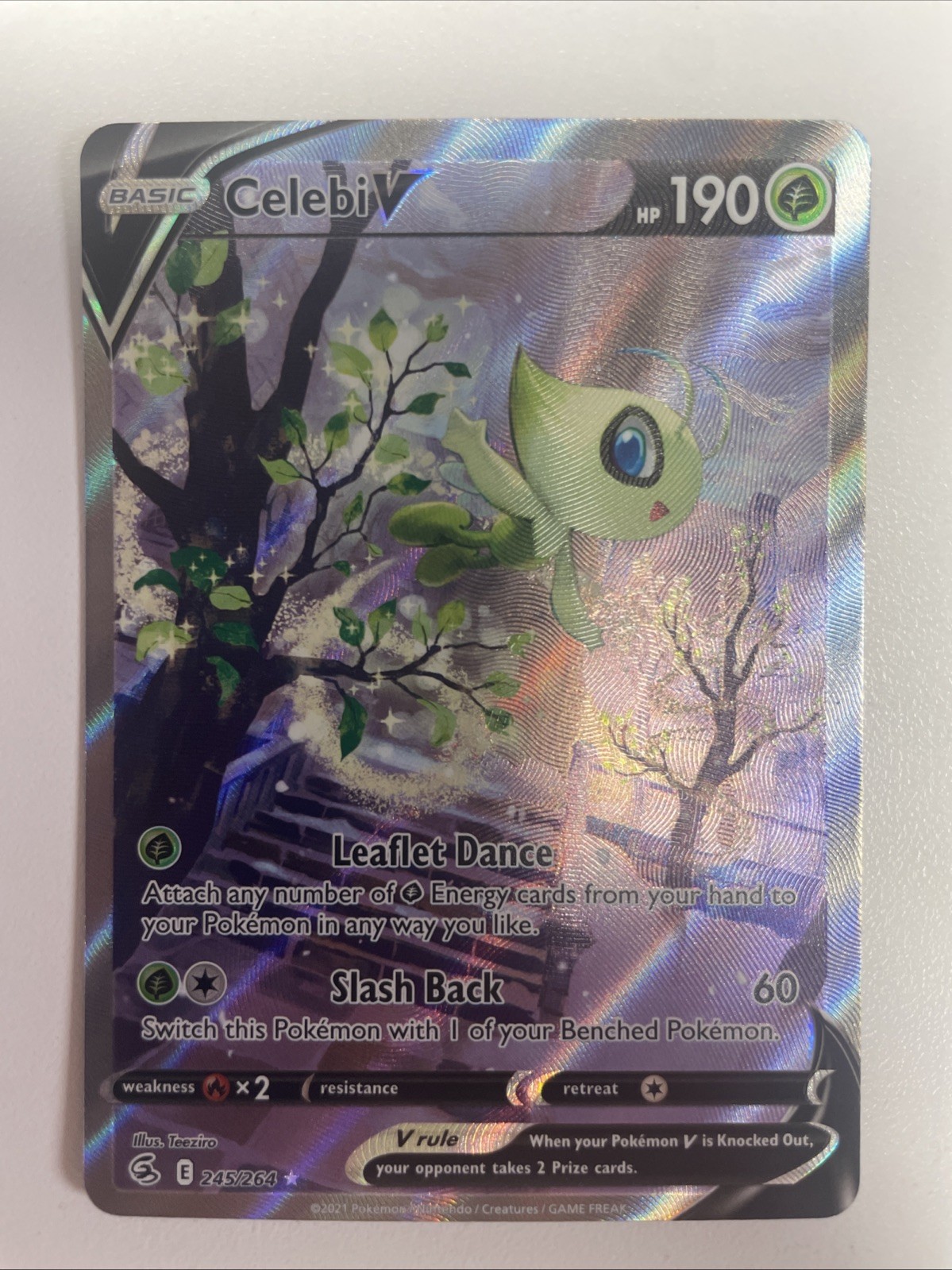 Celebi V (Alternate Full Art) 245/264 Swsh08: Fusion Strike Holo LP Free Ship