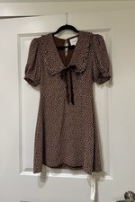 Reformation Kaylia Dress in Choco Dot Bow Tie Neck Size 4