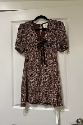 Reformation Kaylia Dress in Choco Dot Bow Tie Neck Size 4