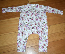 SUE & SAMUEL PINK FLORAL SLEEPSUIT - 0-3 months, flowers footless baby boutique
