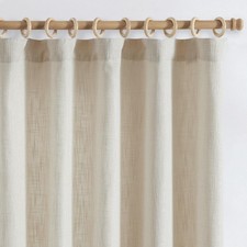 Linen Textured Curtains Long Neutral Beige 50"x96" 2 Panels