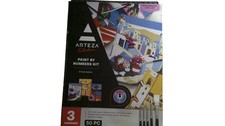 Arteza Paint By Numbers Kit Cityscapes 3 Canvases 50 Pc Intermediate Acrylic Art