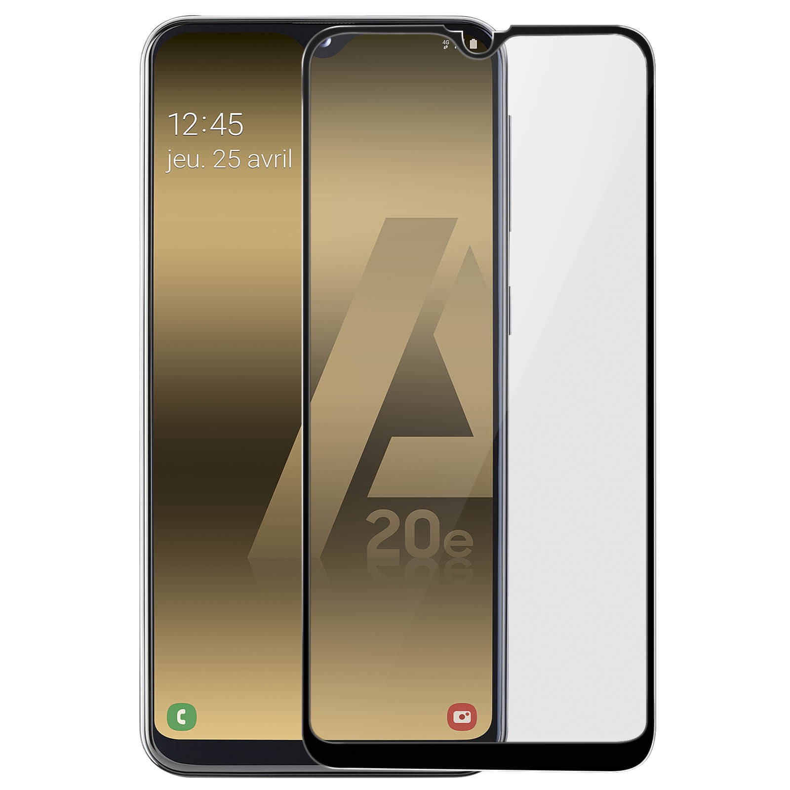 Vitre protection Galaxy A20e film écran verre trempé anti choc bord noir