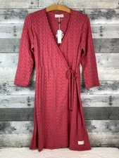 Odd Molly Rose Pink Organic Cotton Pointelle Knitted Wrap Dress - Size 3/L - NEW