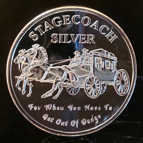 Stagecoach Divisible Quarters Horse WOW Vtg Rare Bullion-0.999 Silver 1 Oz Coin
