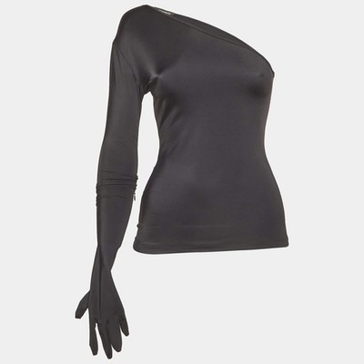 Vetements Black Jersey One Shoulder Top S