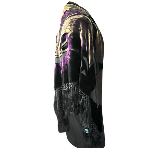 Keke Silk One Size Shawl Wrap Silk Burnout Velvet Fringe Floral Witchy Whimsy - Picture 4 of 16