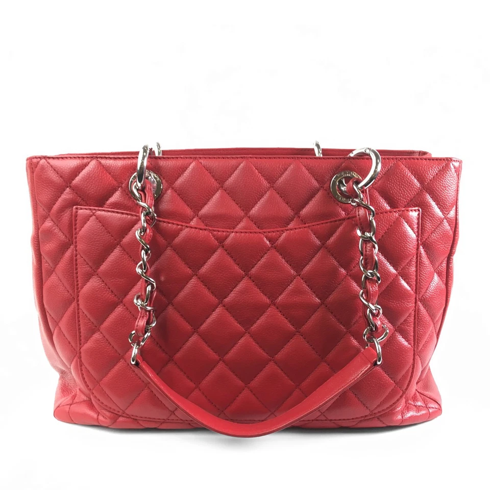 Bolso de Mano Chanel Caviar Grand Shopping Autenticado Rojo Cuero Oscuro Foto 3 de 4