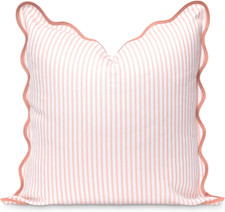 Coastal Patio Indoor Outdoor Scalloped Throw Pillow Cover Only, 20"X20" Water Re