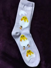 Ladies Easter Crew Socks Smart Oh Snap Size 4 - 10  Teacher dress up baby chick