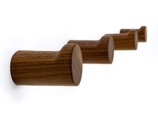 NAUMOO Natural Wooden Wall Mounted Hooks - Pack of 4 - Modern - Black Walnut