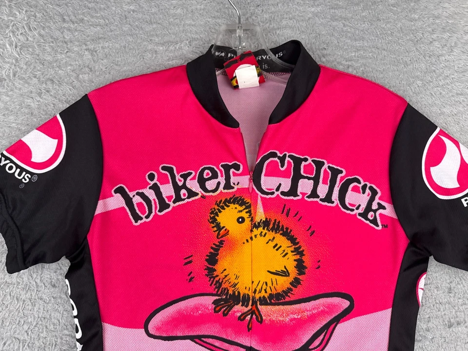 Camiseta de ciclismo World Jerseys para mujer pequeña rosa motociclista chica 1/2 cremallera poliéster Foto 4 de 4