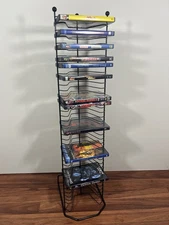 Vintage Metal Wire DVD CD Storage Rack Tower Stand Holds 40 Discs 35" Tall Y2K