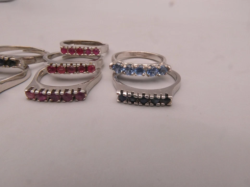 Ring Sterlingsilber 925 und 835 besonderes Konvolut Set Rubin Saphir Smaragd u.a - Bild 3 von 4
