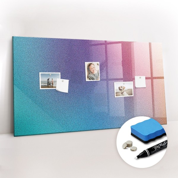 Glas Magnettafel Pinnwand Mit Marker Schwamm Magneten Verlaufsmuster 120X60 Cm-image