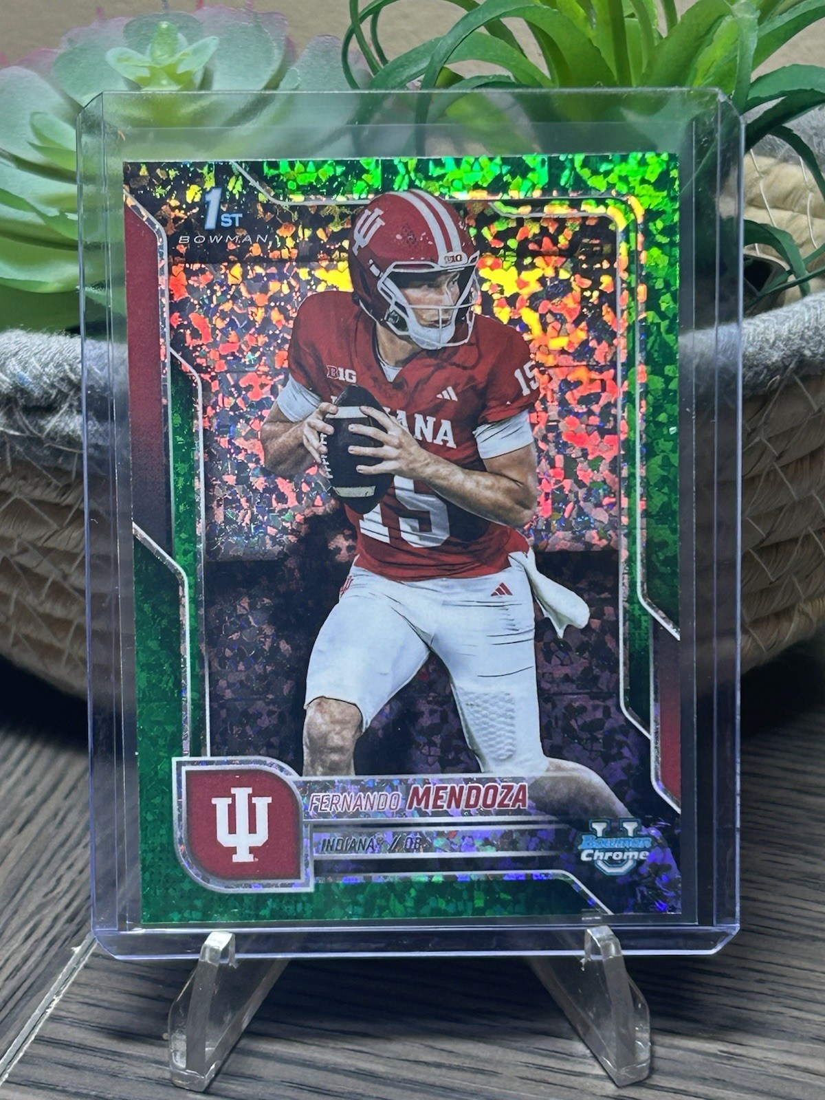 Fernando Mendoza - 2025 Bowman U Chrome - 1st Bowman - Green Mini-Diamond /99