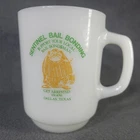 VTG Anchor Hocking Milk Glass Mug Sentinel Bail Bonding Advertisement Dallas TX