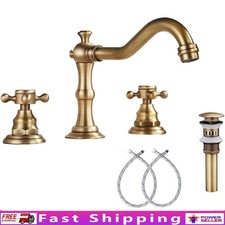 Widespread Two Handle Bathroom Sink Faucet W/ Pop Up Drain  Flexible Hoses New