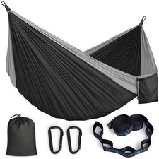 Hamac Suspendu Exterieur Ultraléger en Tissu Parachute avec Mousquetons Nylon