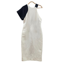 By Johnny Vintage Dress Womens Pencil Midi Size 10 White Black One Short Sleeve