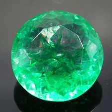 CERTIFIED 17.45 Ct Natural Colombian Green Emerald Round Cut Loose Gemstone AAAA