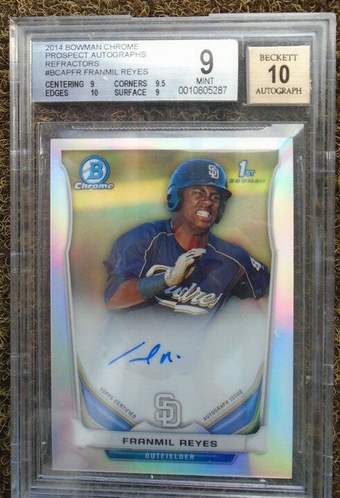 2014 FRANMIL REYES /500 BOWMAN CHROME 1st GRADED BGS 9 REFRACTORS Autograph AUTO
