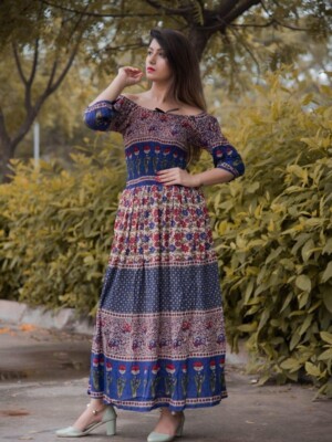Women's Floral Print Stretchable Waist Half Sleeve Long Maxi Dress Assorted  Lot | eBay
