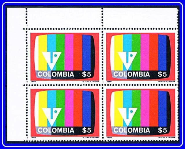 COLOMBIA 1980 COLOR TV block of 4 MNH COMMUNICATIONS