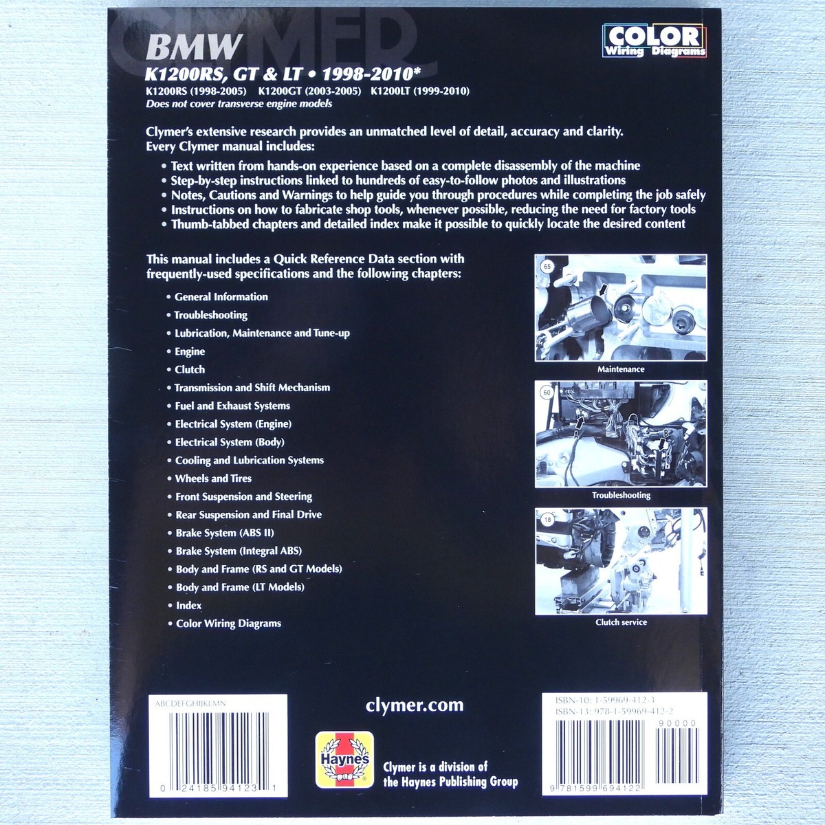 BMW K1200 K 1200 K1200GT K1200LT K1200RS GT LT RS CLYMER REPAIR