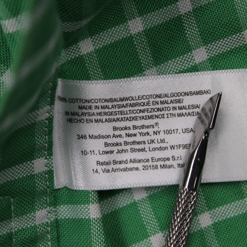 Brooks Brothers 346 Hemd Herren XL grün/weiß Slim Fit bügelfrei Supima Baumwolle L/S - Bild 9 von 13
