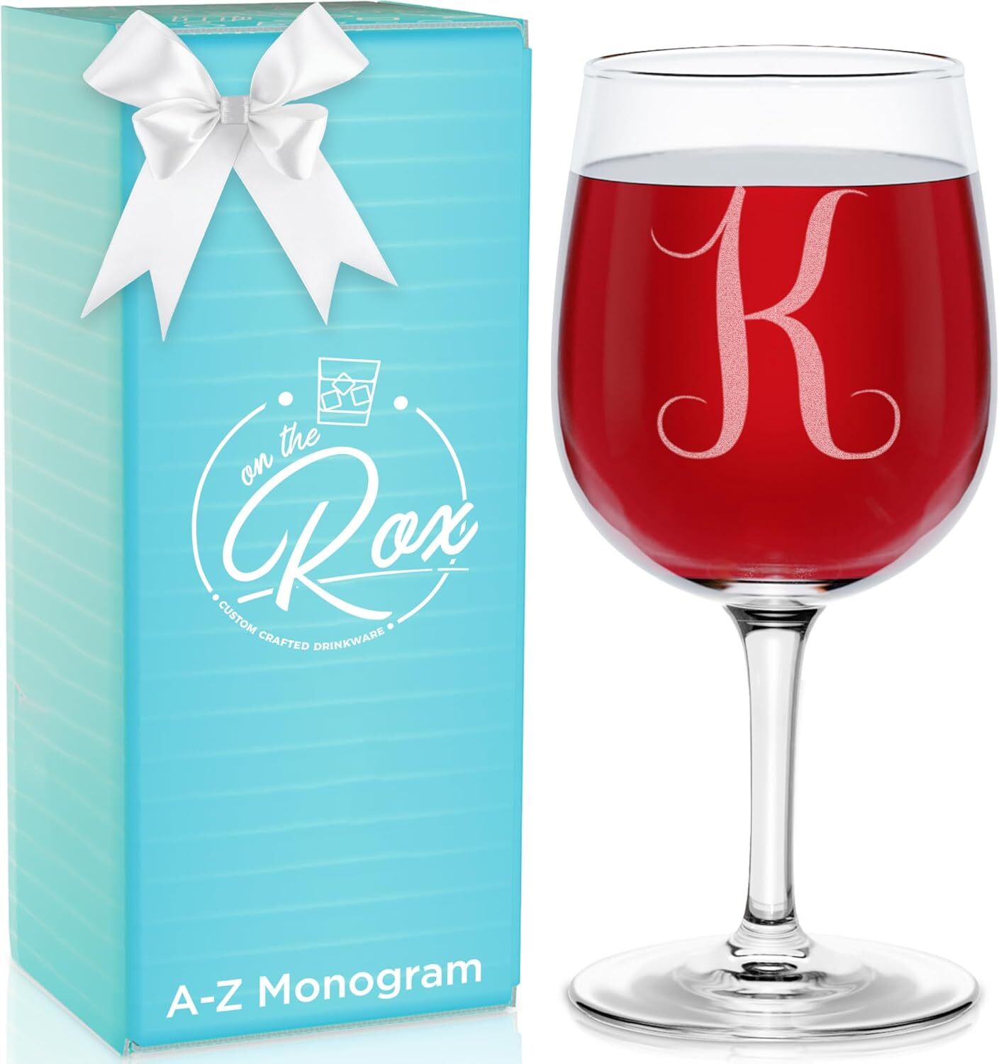 Monogrammed A-Z Wine Gifts for Women - 12.75 oz Engraved Personalized Wine Glass