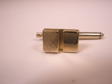 SINGLE 1 7/16" Bi-Level Rectangle Gold Tone Vintage Formal Shirt Stud h92