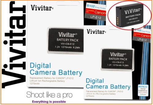 2 Stück Hi Capacity Vivitar LPE12 Li-Ion Akkupack für Canon LP-E12 - Bild 2 von 2