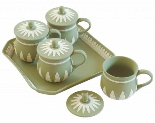 Wedgwood Jasperware Green Museum Series Custard Set Limited Edition Boxed  - Picture 1 of 11
