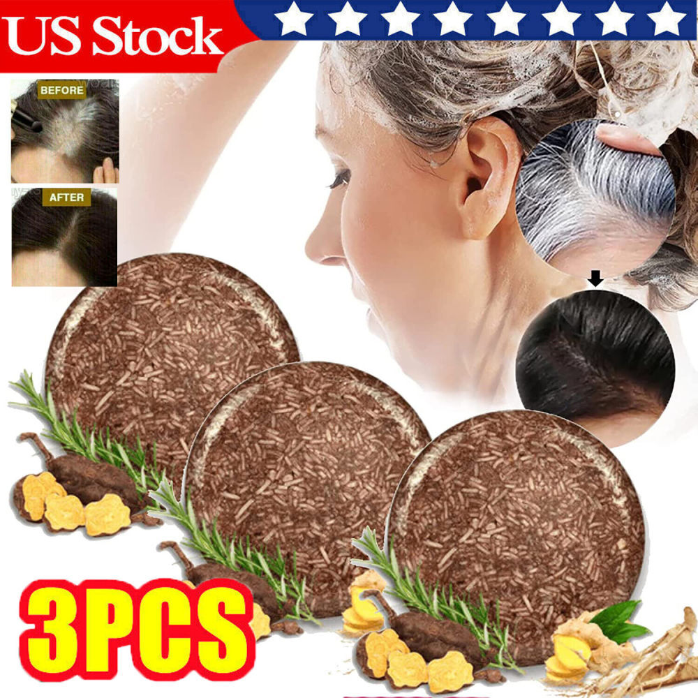3x Hair Darkening Shampoo Bar Soap Grey Hair Reverse Organic Essence
